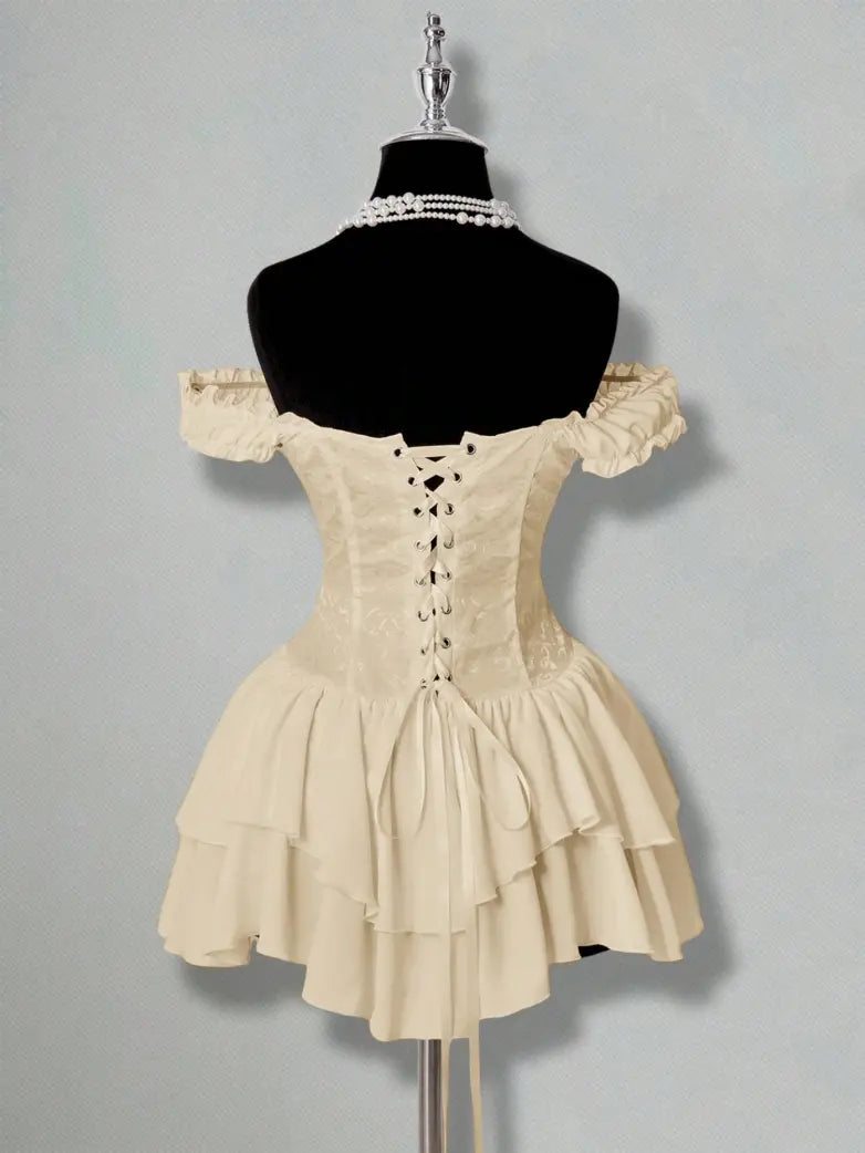 AGNES™ - Off-Shoulder Jacquard Corset Mini Dress