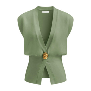 DAISY™ – Elegant V-Neck Button-Front Vest Top