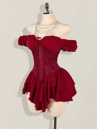 AGNES™ - Off-Shoulder Jacquard Corset Mini Dress