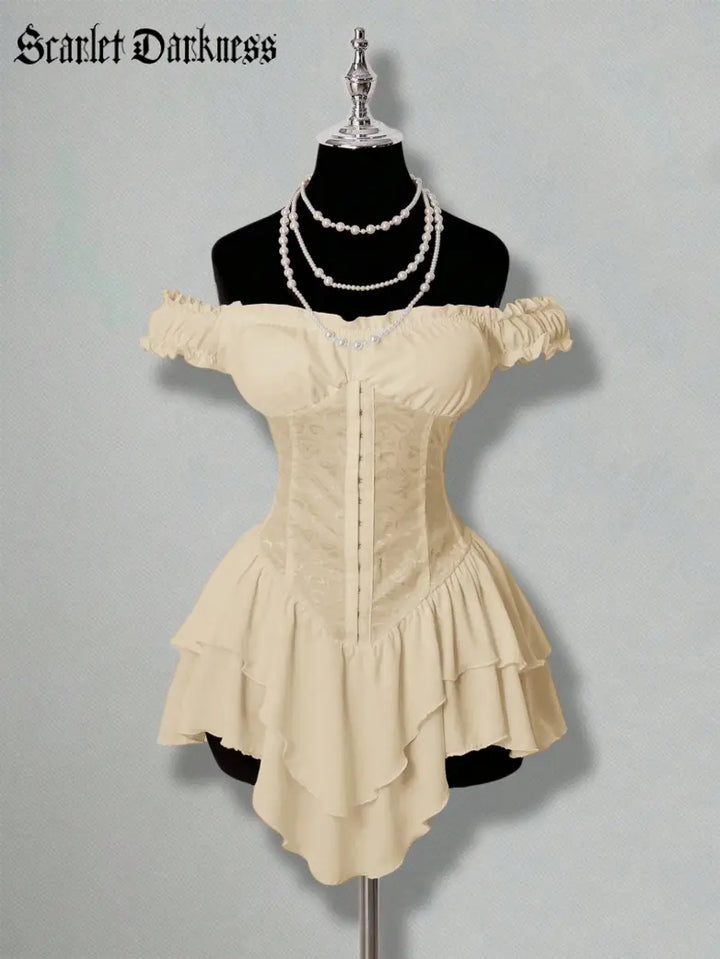 AGNES™ - Off-Shoulder Jacquard Corset Mini Dress