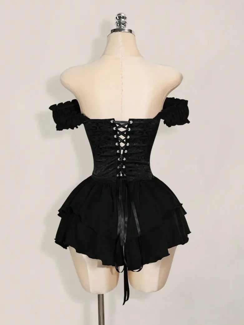 AGNES™ - Off-Shoulder Jacquard Corset Mini Dress