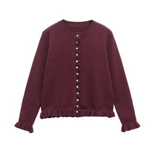 KIANA™ - Cozy Button-Up Cardigan with Lettuce Trim for Cold Weather