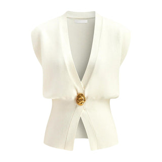 DAISY™ – Elegant V-Neck Button-Front Vest Top