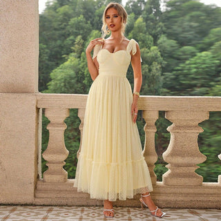 HALI™ - Vintage Ruffle Hem Tie Shoulder Formal Dress