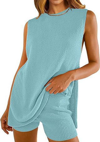 SAVINA™ – Sleeveless Lounge Pullover & Shorts Duo