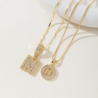 AISHA™ - Elegant 2-Pack Initial Letter Pendant Necklaces