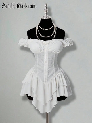 AGNES™ - Off-Shoulder Jacquard Corset Mini Dress