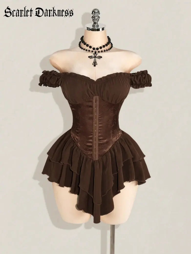 AGNES™ - Off-Shoulder Jacquard Corset Mini Dress