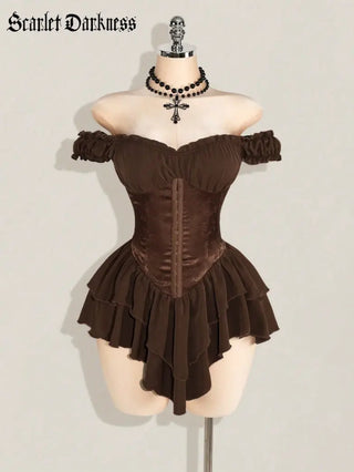 AGNES™ - Off-Shoulder Jacquard Corset Mini Dress
