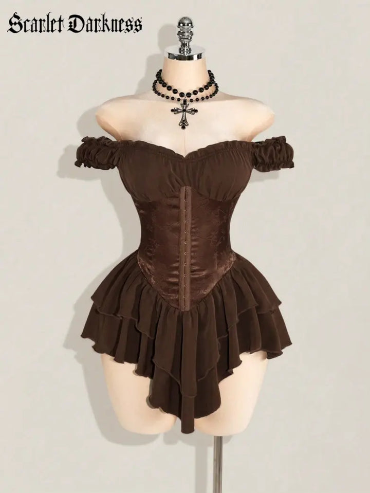 AGNES™ - Off-Shoulder Jacquard Corset Mini Dress