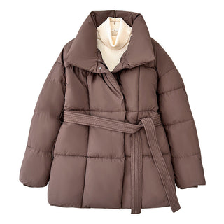 JASMINE™ - Cozy Thermal Stand Collar Waist Tie Zip-Up Coat for Winter