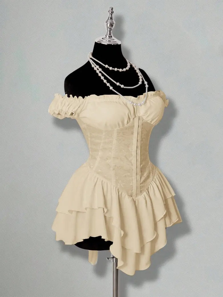 AGNES™ - Off-Shoulder Jacquard Corset Mini Dress