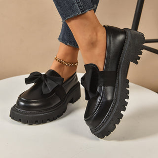 FULI™ - Elegant Solid Color Bowknot Slip-On Loafers