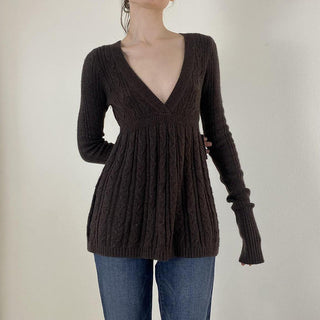 MERYL™ - Classy Long Sleeve V-Neck A-Line Waist Sweater