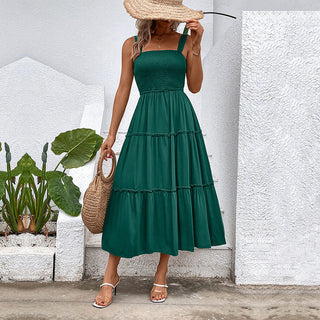 FIORELLE™ – Vintage Frill Hem Shirred Backless Sundress