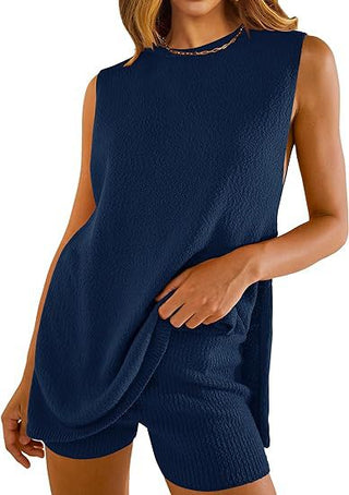 SAVINA™ – Sleeveless Lounge Pullover & Shorts Duo