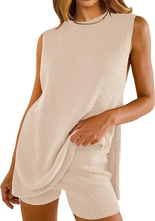 SAVINA™ – Sleeveless Lounge Pullover & Shorts Duo