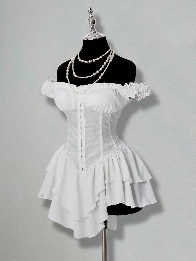 AGNES™ - Off-Shoulder Jacquard Corset Mini Dress
