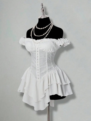 AGNES™ - Off-Shoulder Jacquard Corset Mini Dress
