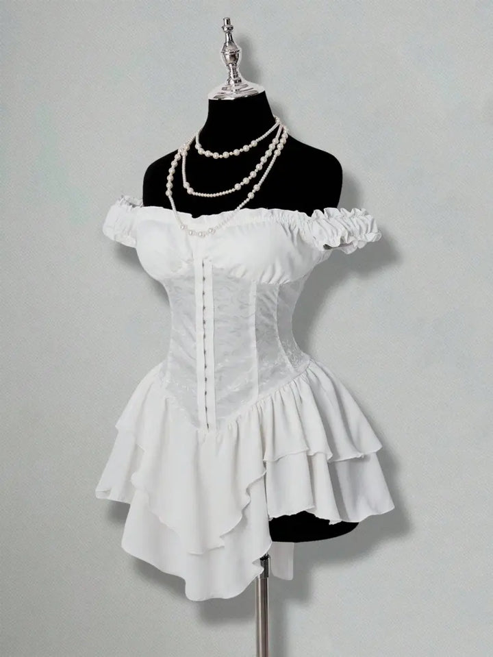AGNES™ - Off-Shoulder Jacquard Corset Mini Dress