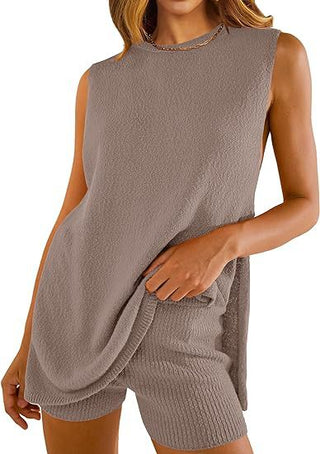 SAVINA™ – Sleeveless Lounge Pullover & Shorts Duo