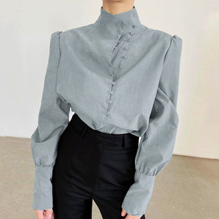 FADI™ - Classy Button Front Long Sleeve Blouse