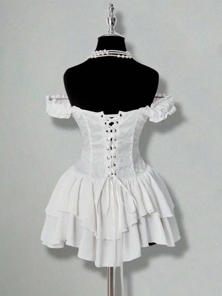 AGNES™ - Off-Shoulder Jacquard Corset Mini Dress