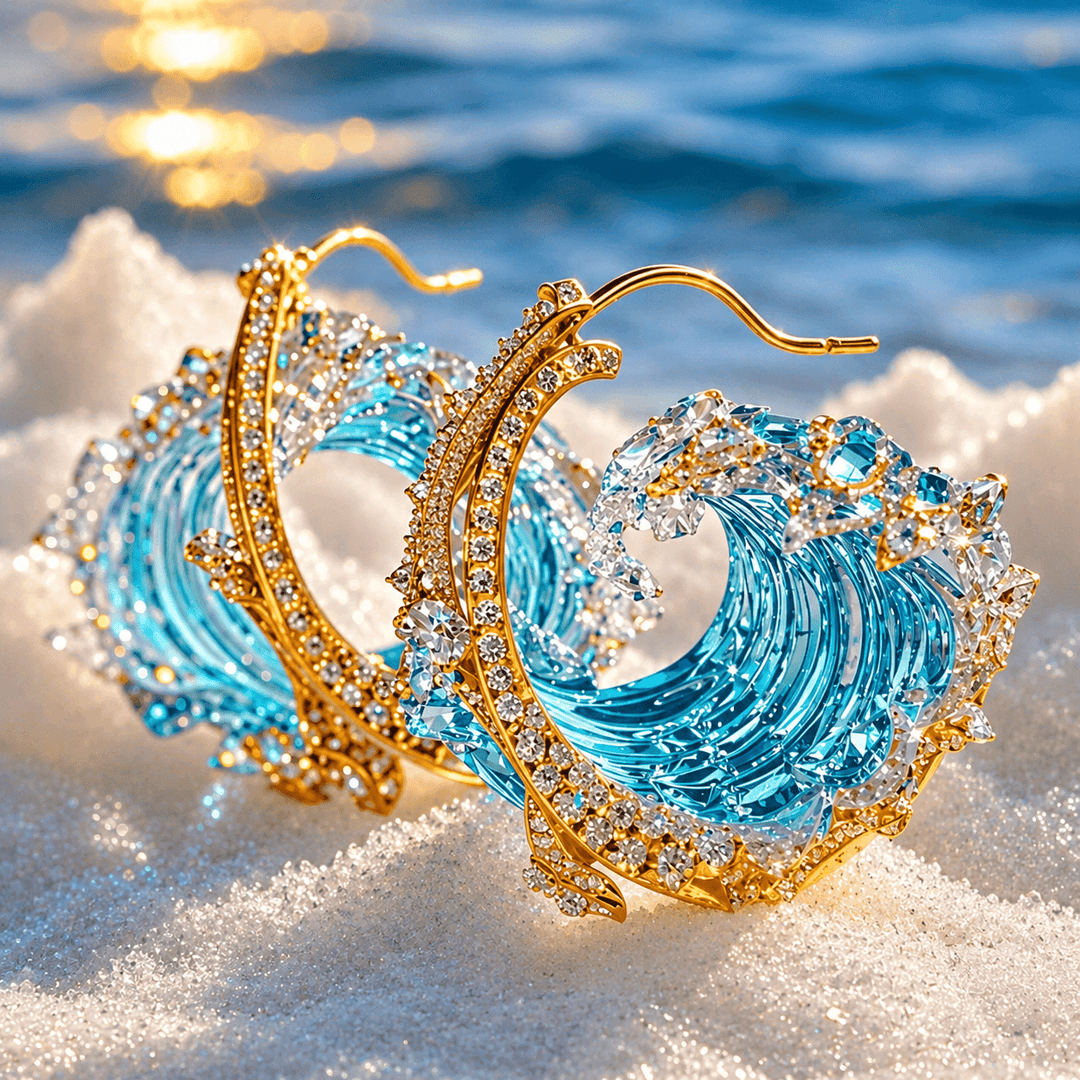 MARISETTE - Gold Wave Drop Earrings