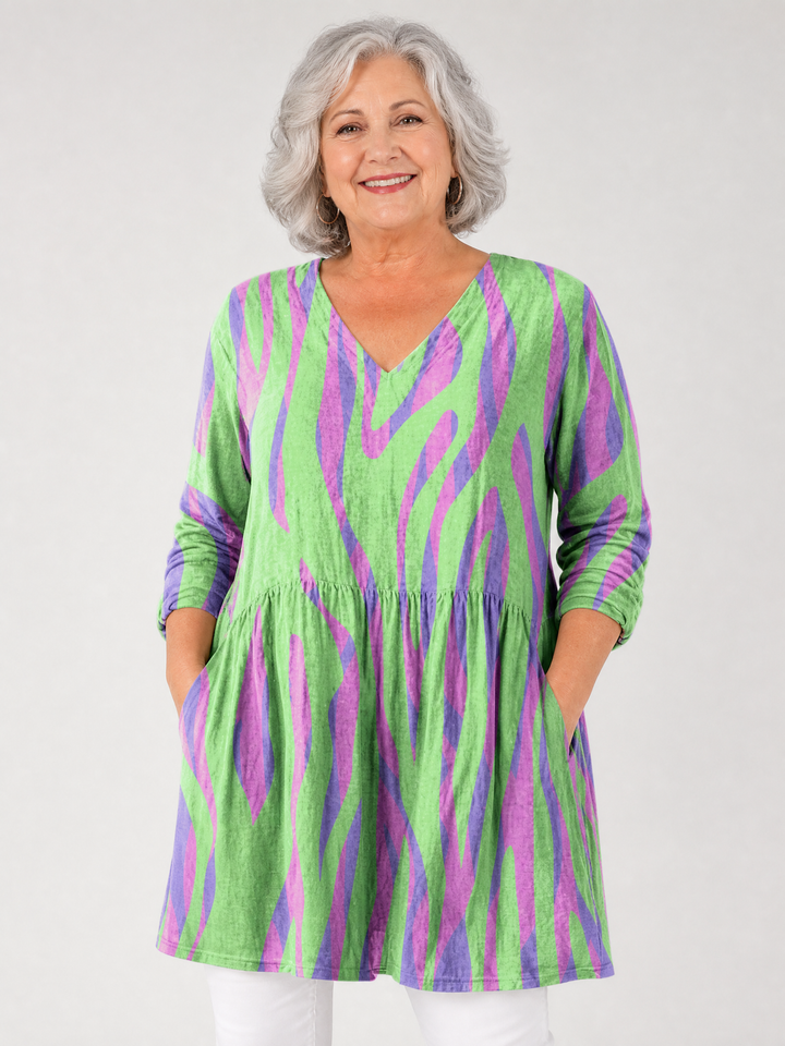 LIDIA™ - Long V-Neck Blouse