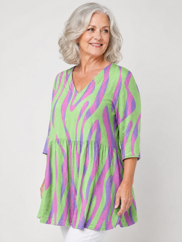 LIDIA™ - Long V-Neck Blouse