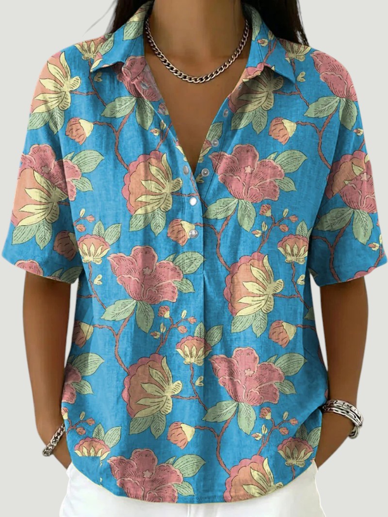 Solenne - Elegant Blouse With Floral Print