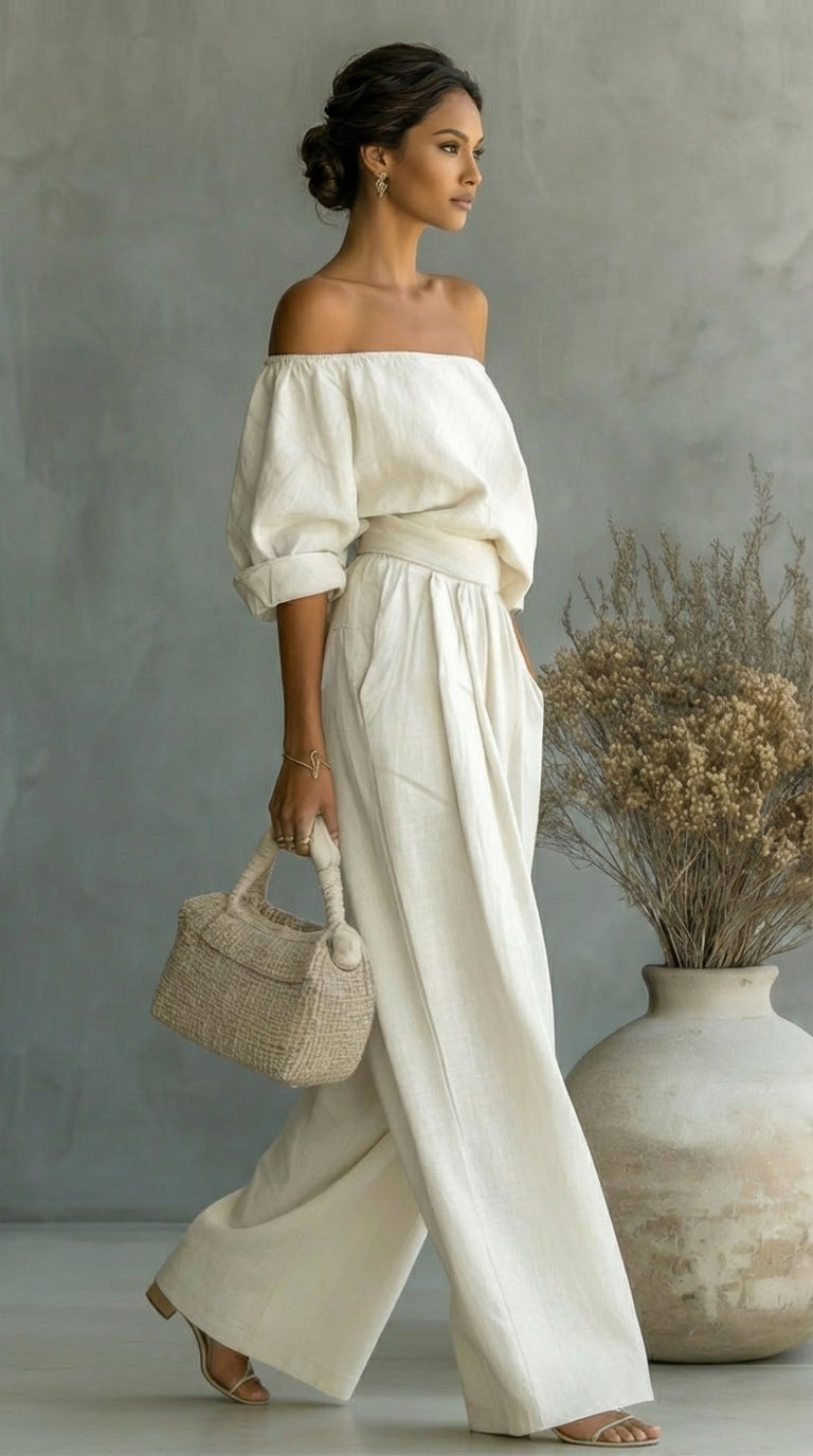 Maria | Linen-Effect Two-Piece Summer Set