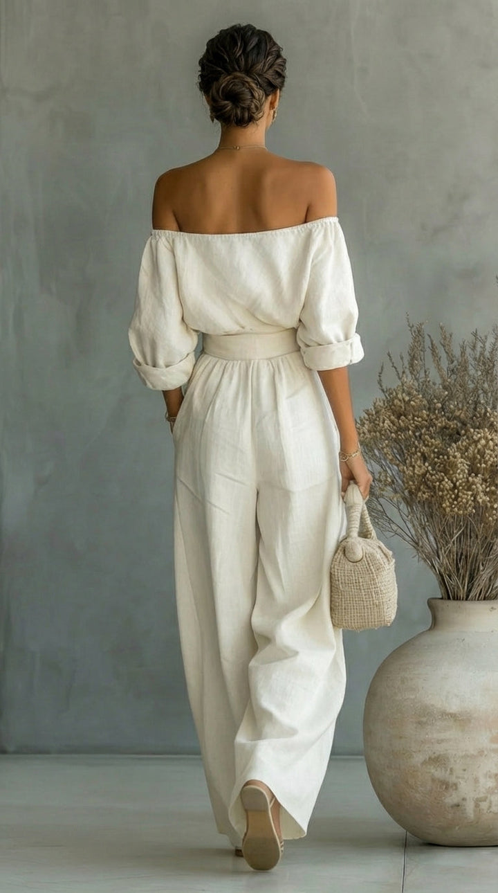 Maria | Linen-Effect Two-Piece Summer Set