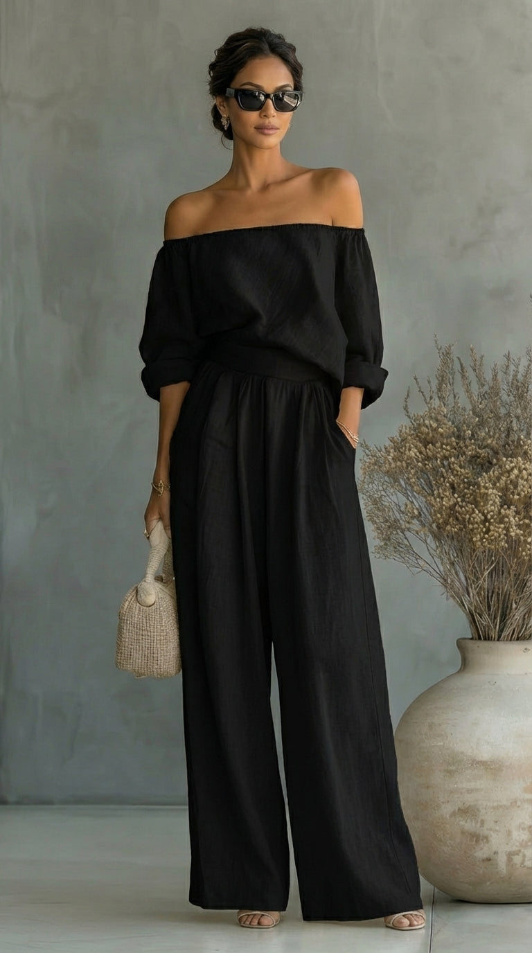 Maria | Linen-Effect Two-Piece Summer Set