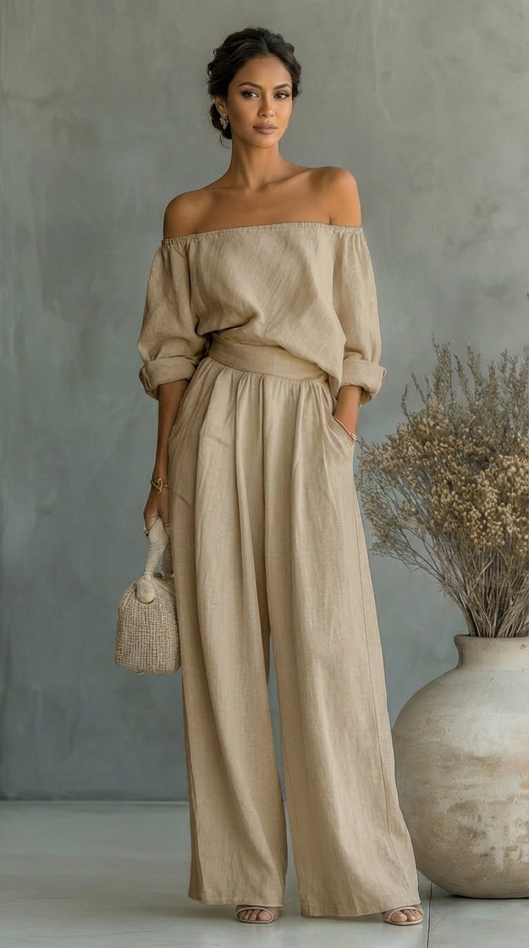 Maria | Linen-Effect Two-Piece Summer Set