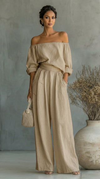 Maria | Linen-Effect Two-Piece Summer Set