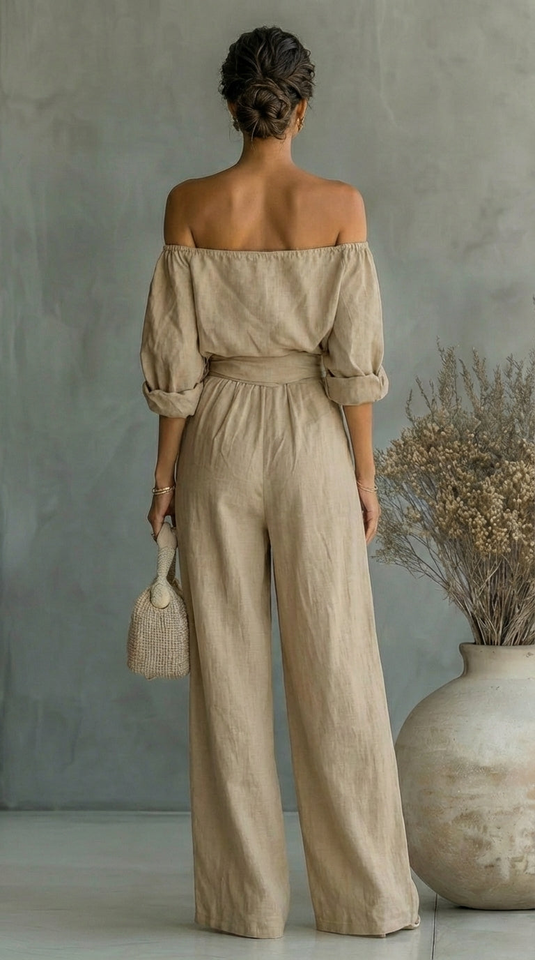 Maria | Linen-Effect Two-Piece Summer Set