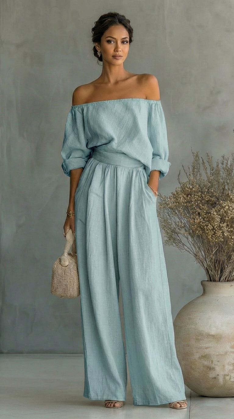 Maria | Linen-Effect Two-Piece Summer Set
