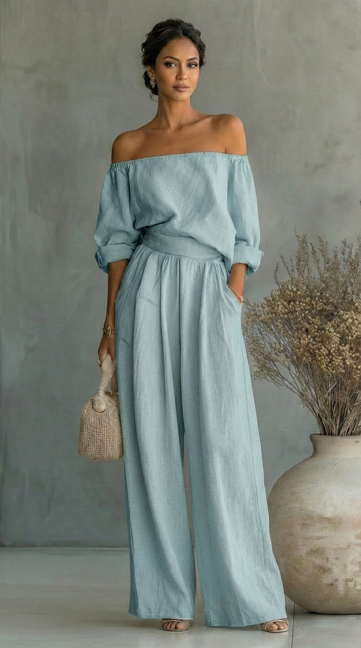Maria | Linen-Effect Two-Piece Summer Set