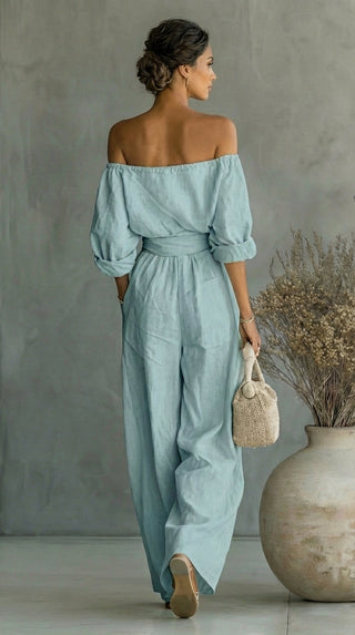 Maria | Linen-Effect Two-Piece Summer Set