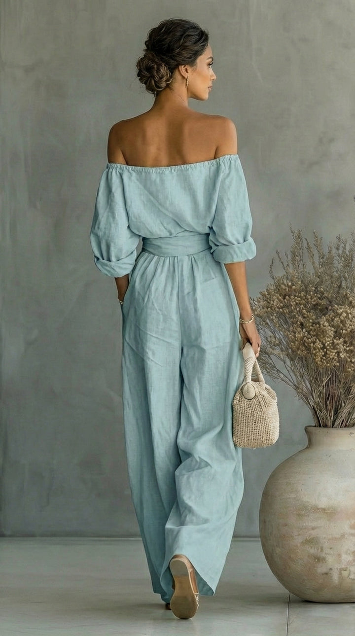 Maria | Linen-Effect Two-Piece Summer Set