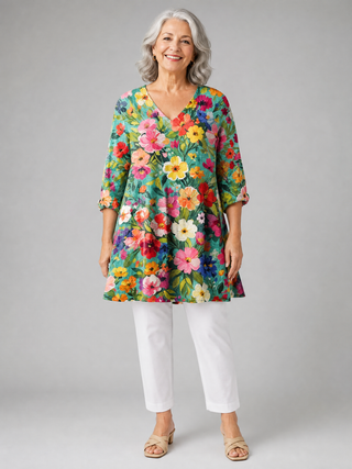 INGRID™ - Long V-Neck Blouse