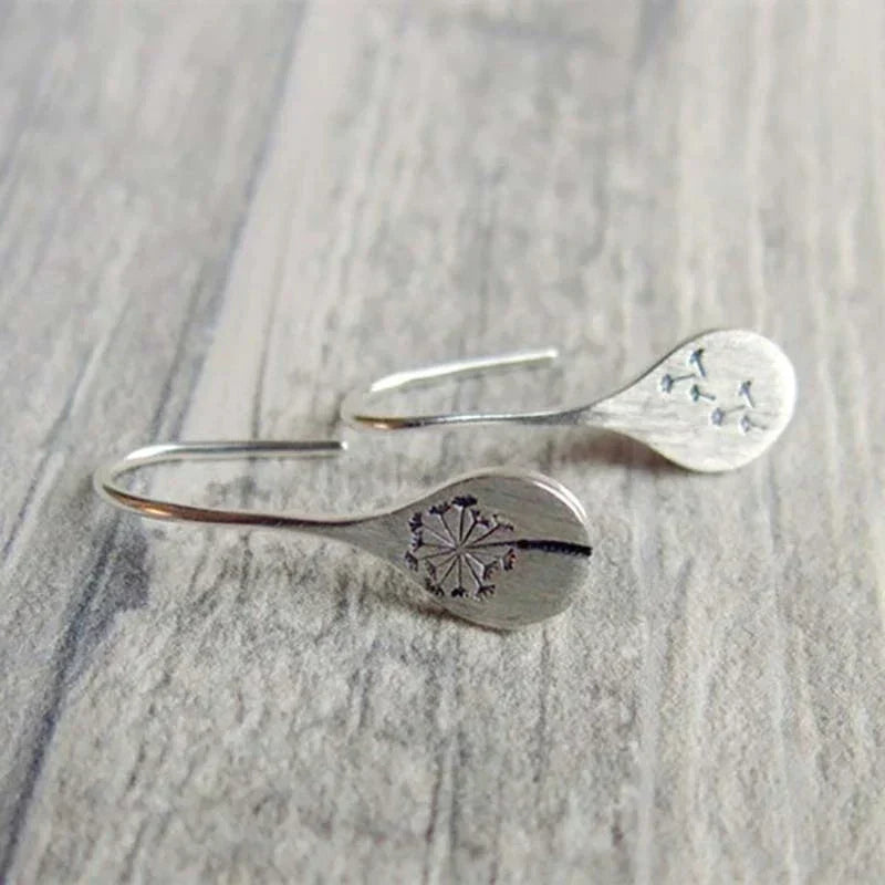 WILLA - Silver Dandelion Leaf Earrings