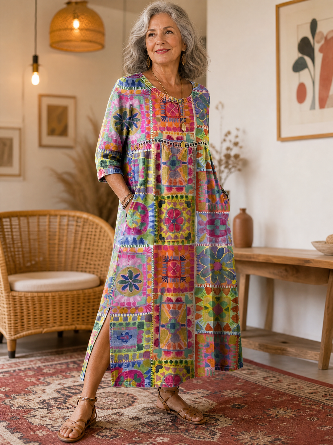 PALOMA ethnic print flowy dress
