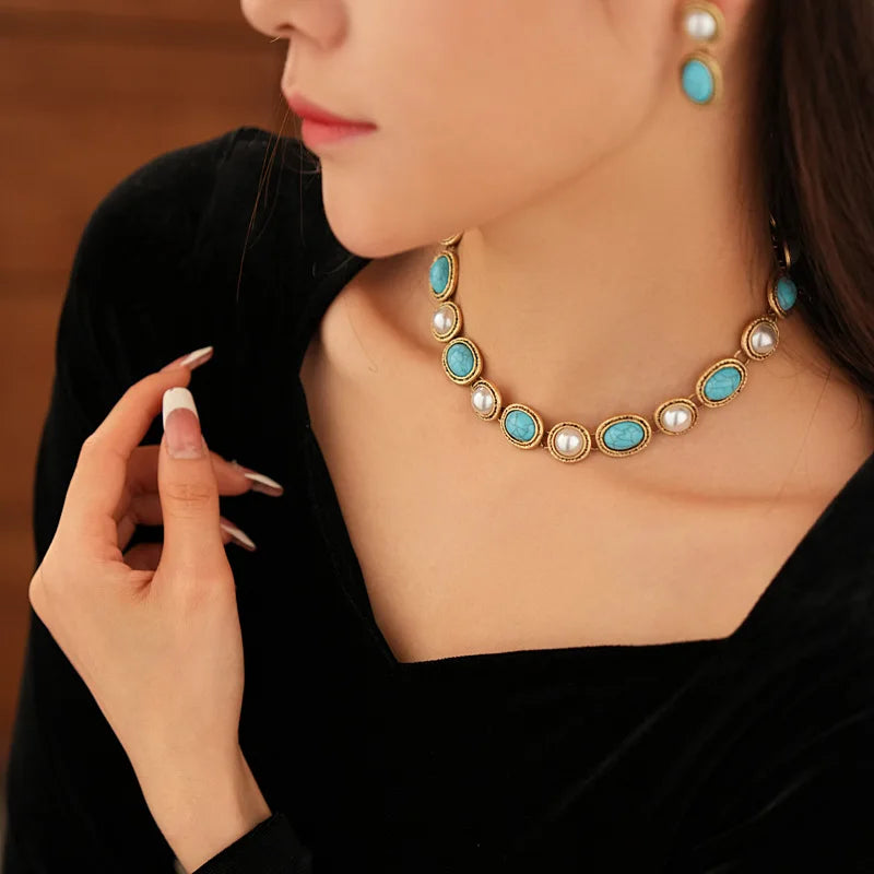 MARGAUX - Antique Turquoise Pearl Set