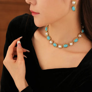 MARGAUX - Antique Turquoise Pearl Set