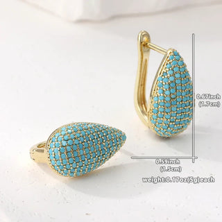 MARISOL - Turquoise Pavé Teardrop Hoops