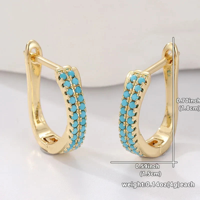OPHELIA - Turquoise Pave Gold Huggies