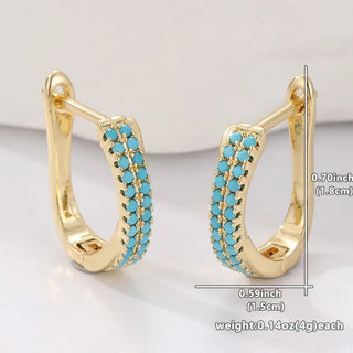OPHELIA - Turquoise Pave Gold Huggies