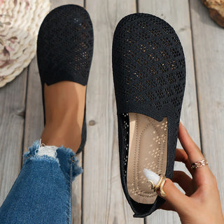 MABEL - Breathable Knit Slip-On Sneakers - Black